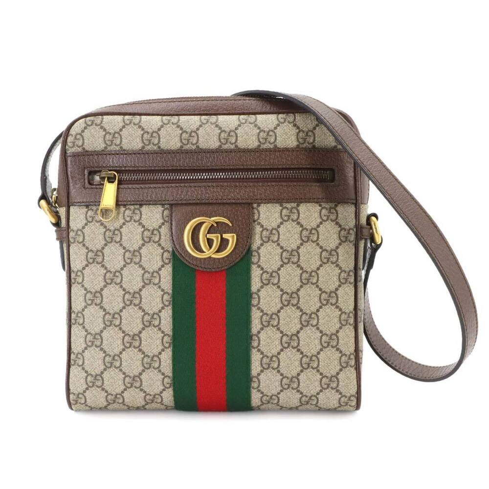 Gucci Ophidia Small Shoulder Handbag, GG Supreme Leather, Beige/Brown, 547926